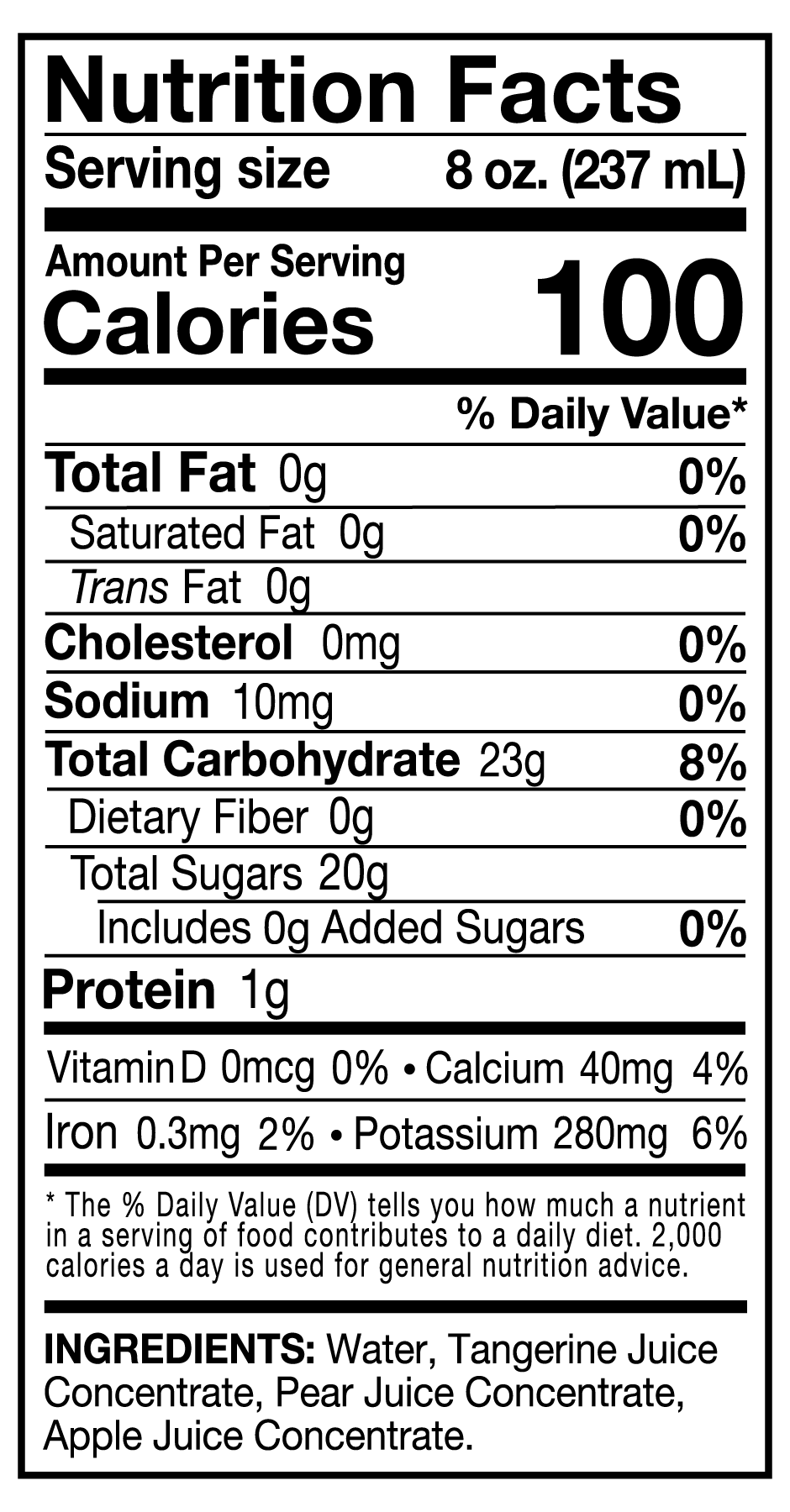 Sun Squeeze 100% Juice Splash - Tangerine 8 Pack